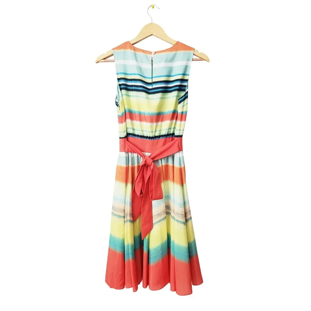 Ted Baker ILVA Sunset Stripe Midi Dress Multicolor Size 1 (US 4)